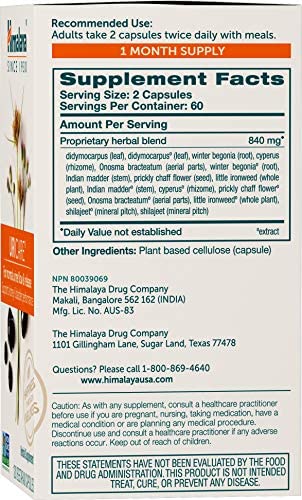 Himalaya UriCare for Kidney and Bladder Performance, 120 Capsules,840 mg, 1 Month Supply